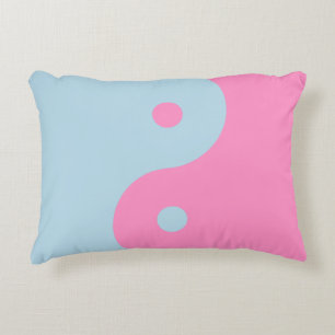 Vintage Pink And Blue Yin Yang Accent Pillow