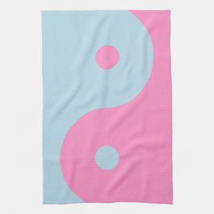 Vintage Pink And Blue Yin Yang Kitchen Towel