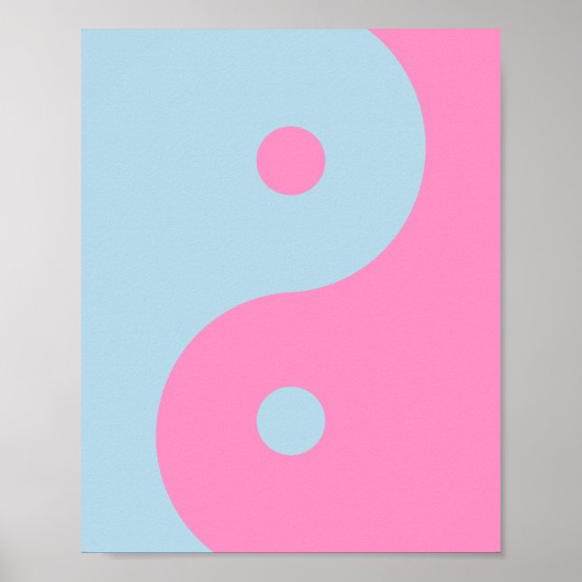 Vintage Pink And Blue Yin Yang Poster (Front)