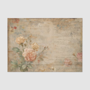 Vintage Pink and Cream Roses Tissue Paper