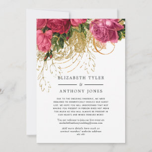 Vintage Pink and Gold Wedding Reduced Guest List Announcement