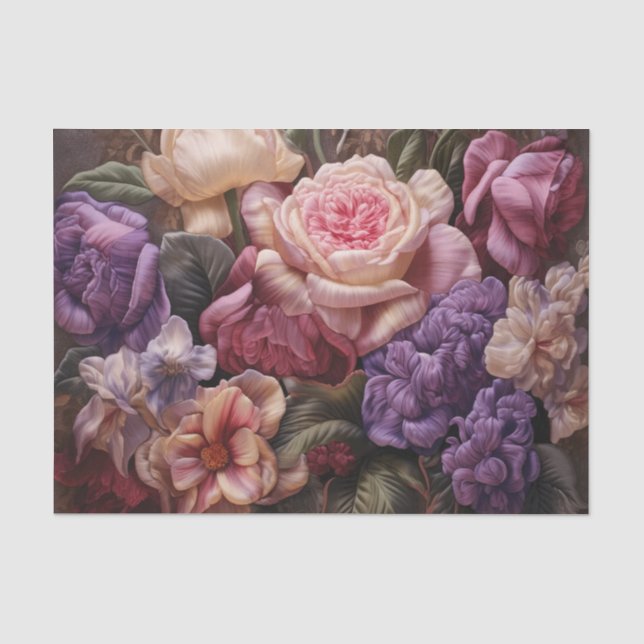 Vintage Pink and Purple Floral Decoupage Paper (Front)
