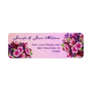 Vintage Pink and Purple Flowers Wedding Label