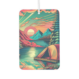 Vintage Pink and Teal Camping Themed  Air Freshener
