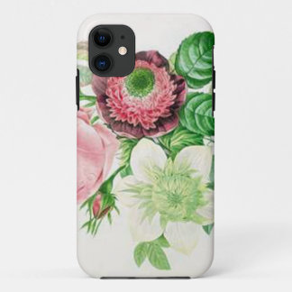 Vintage pink and white flowers iPhone 11 case