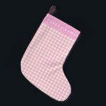 Vintage Pink and White Gingham Plaid Personalized Small Christmas Stocking<br><div class="desc">Vintage Pastel Pink and White Gingham Plaid Personalized Christmas Stocking</div>