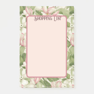 Vintage Pink and White Magnolias Shopping List Post-it Notes