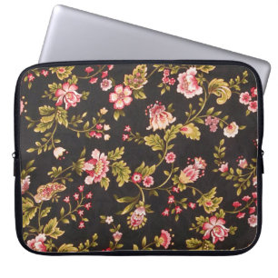 Vintage Pink And Yellow Floral Pattern Laptop Sleeve
