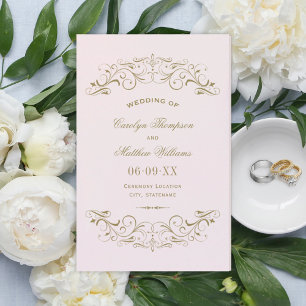 Vintage Pink Antique Flourish Wedding Programs