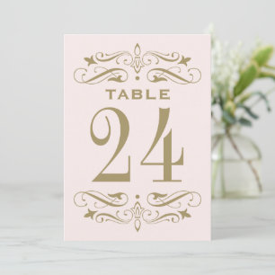 Vintage Pink Antique Flourish Wedding Table Number