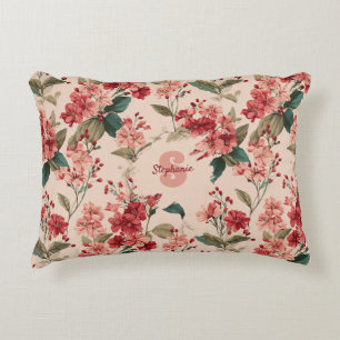 Vintage Pink Azalea Floral Pattern – Classic Accent Pillow