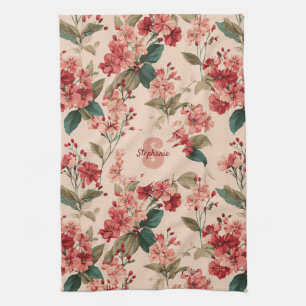 Vintage Pink Azalea Floral Pattern – Classic Kitchen Towel