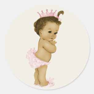 Vintage Pink Baby Shower Stickers