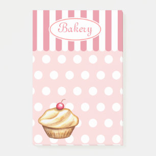 Vintage Pink Bakery Cupcake Post It Notes