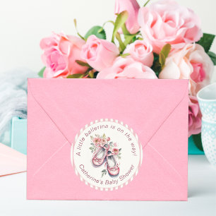 Vintage Pink Ballerina Shoes Girl Baby Shower Classic Round Sticker