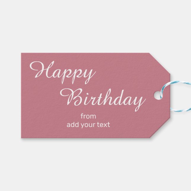 Vintage Pink Birthday Gift Tags (Front (Horizontal))