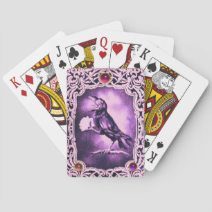 Vintage Pink Black Crow Playing Poker ,Amethyst Cards