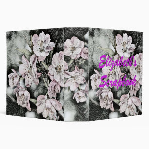 Vintage pink blossoms on a branch binder
