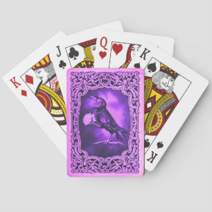 Vintage Pink Blue Crow Playing Poker Cards