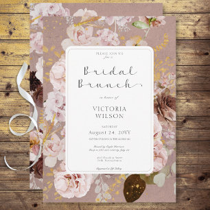 Vintage Pink Blush Floral Bridal Brunch Invitation
