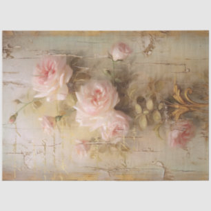 Vintage Pink Blush Roses Old Letter Decoupage  Tissue Paper