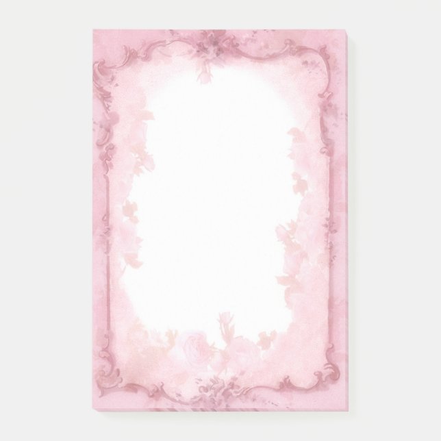 Vintage Pink Border Post-it Notes (Front)