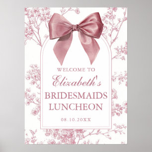 Vintage Pink Bow Bridesmaids Luncheon Welcome Sign