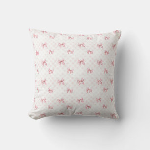Vintage Pink Bow Coquette Throw Pillow