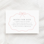 Vintage Pink Bow Girl Baby Shower Books for Baby Enclosure Card<br><div class="desc">Invite friends and family to bring a book for baby with this elegant blue bow themed baby shower enclosure card.</div>