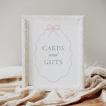 Vintage Pink Bow Girl Baby Shower Cards and Gifts Poster<br><div class="desc">Show friends and family where to leave their cards and gifts at your baby shower with this elegant bow themed sign.</div>