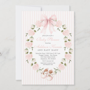 Vintage Pink bow Girl Baby Shower  Invitation