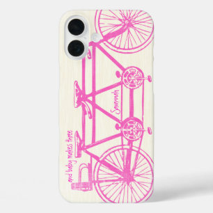 Vintage Pink Bright Colours Bike Pattern Iphone iPhone 16 Plus Case