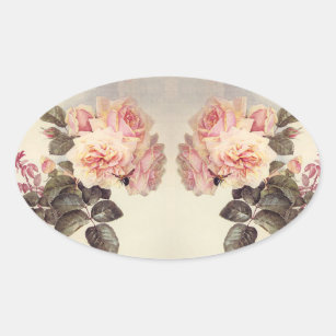 Vintage Pink Cabbage Rose Flowers Stickers