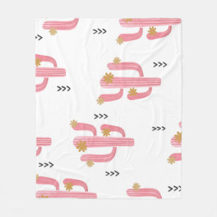 Vintage Pink Cactus Watercolor Pattern Fleece Blanket