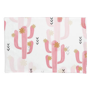 Vintage Pink Cactus Watercolor Pattern Pillowcase