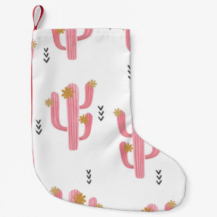 Vintage Pink Cactus Watercolor Pattern Small Christmas Stocking