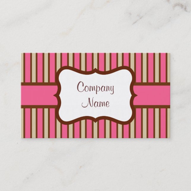 Vintage Pink Candy Stripes Business Card (Front)