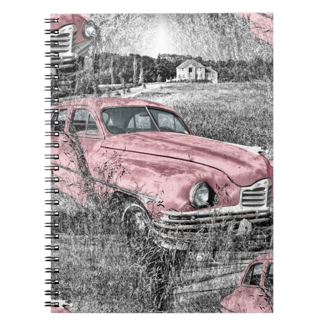 vintage pink car notebook (Front)