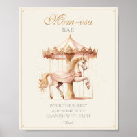 Vintage Pink Carousel Horse Mom-osa Bar