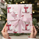 Vintage Pink Christmas Bear with Red Bow Wrapping Paper<br><div class="desc">Add a touch of adorable charm to your holiday gifts with this Vintage Pink Christmas Wrapping Paper. Featuring a cute, realistic bear adorned with a red bow on a soft pink background, this minimalist design brings a sweet and nostalgic feel to your presents. Perfect for those who love a balance...</div>
