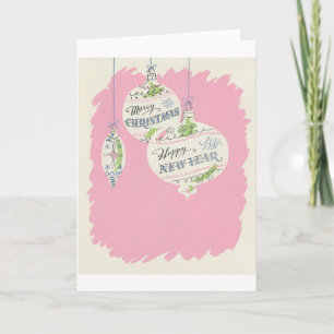 Vintage Pink Christmas Holiday Card