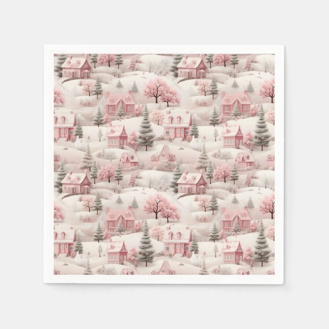 Vintage Pink Christmas  Napkin (Front)