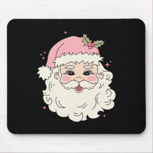 Vintage Pink Christmas Santa Claus Merry Xmas Wome Mouse Pad