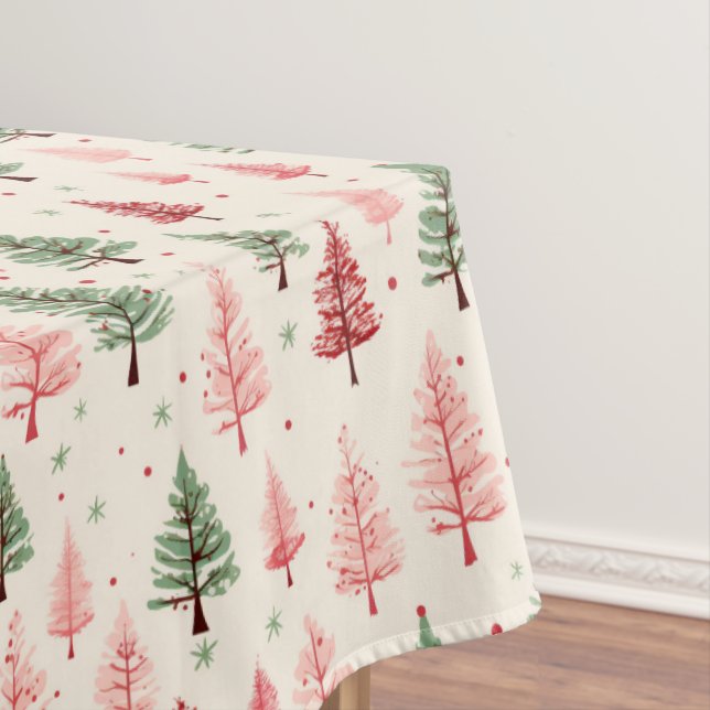 Vintage Pink Christmas Tree  Tablecloth (In Situ)