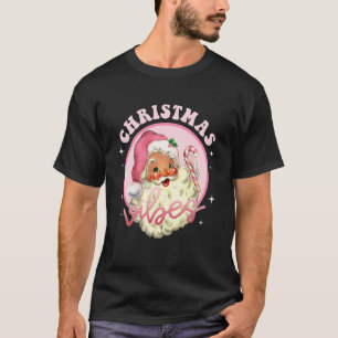 Vintage Pink Christmas Vibes  Pink Santa Claus T-Shirt