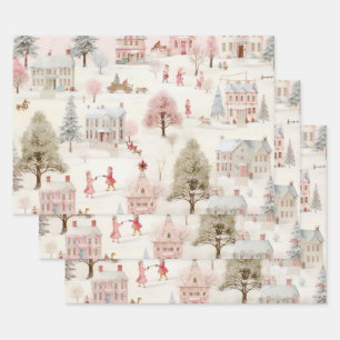 Vintage Pink Christmas  Wrapping Paper Sheet