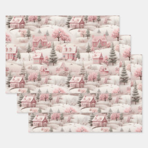 Vintage Pink Christmas  Wrapping Paper Sheet