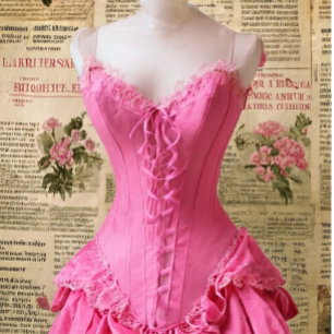 Vintage Pink Corset on Newspaper Background  Tissue Paper