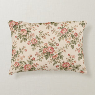 Vintage Pink Cottage Roses Accent Pillow
