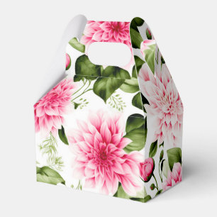 vintage Pink Dahlias Floral Pattern wedding cake Favor Box